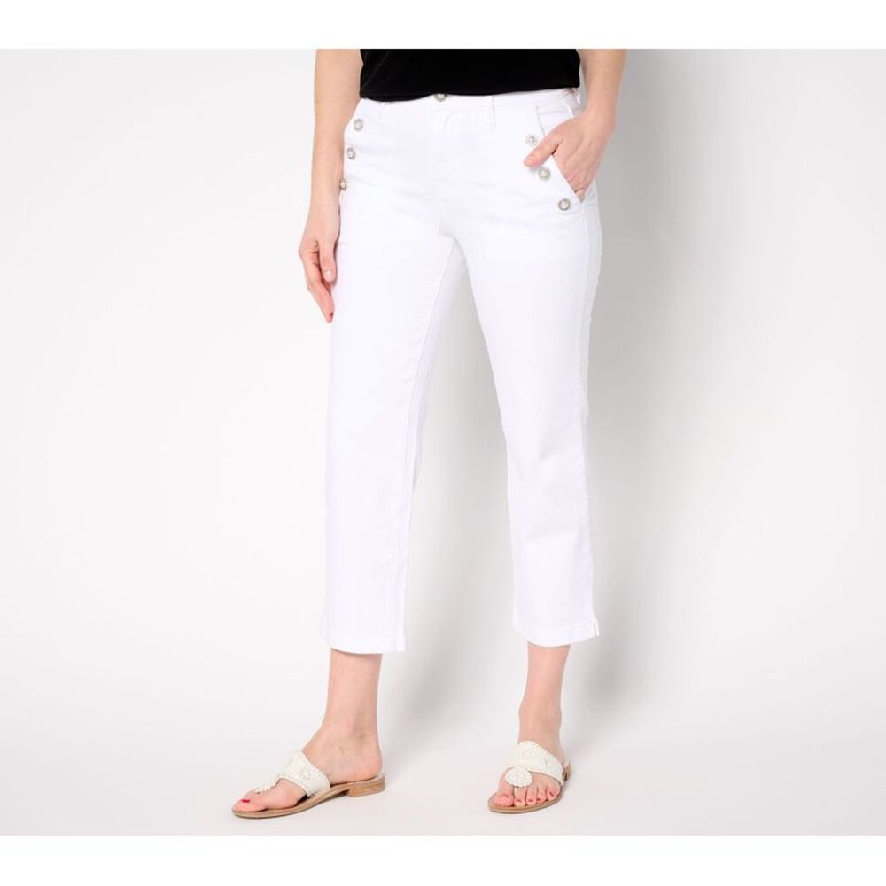 nicole by Nicole Miller Women's Pants Sz 2 Button Crop Jean White A688740